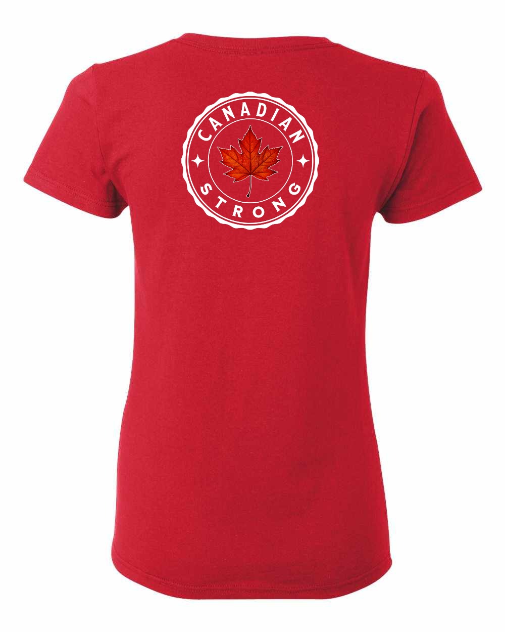 Canadian Strong Leaf Left Chest and Back Women's Tee - Gildan Canada (sewn Internationally)