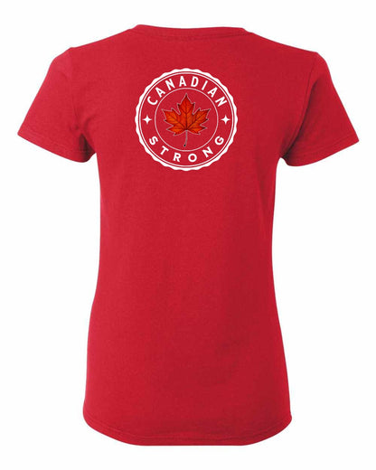 Canadian Strong Leaf Left Chest and Back Women's Tee - Gildan Canada (sewn Internationally)