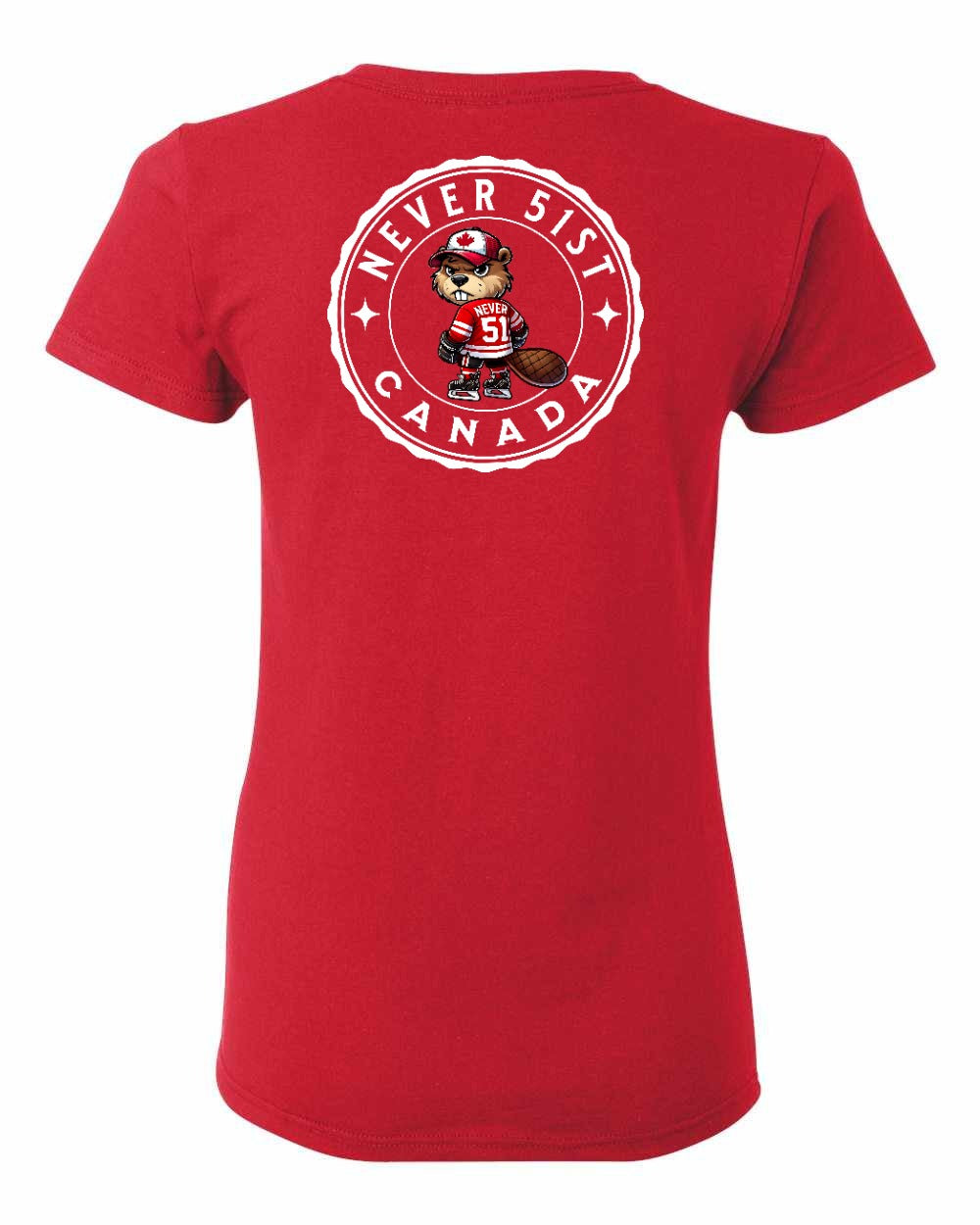 Never 51st Beaver Left Chest and Back Women's Tee - Gildan Canada (sewn Internationally)