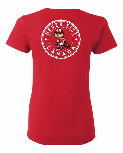 Never 51st Beaver Left Chest and Back Women's Tee - Gildan Canada (sewn Internationally)