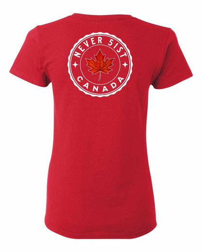 Never 51st Leaf Left Chest And Back Women's Tee - Gildan Canada (sewn Internationally)