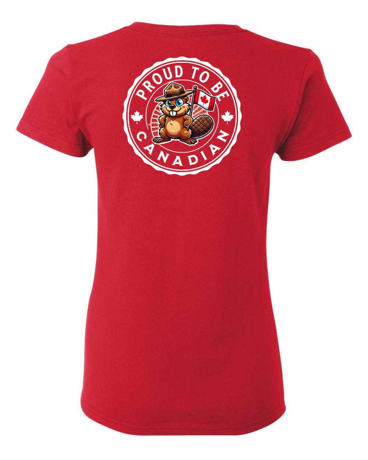 Proud to be Canadian Beaver Left Chest and Back Women's Tee