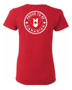 Proud to Be Canadian Heart Left Chest And Back Women's Tee
