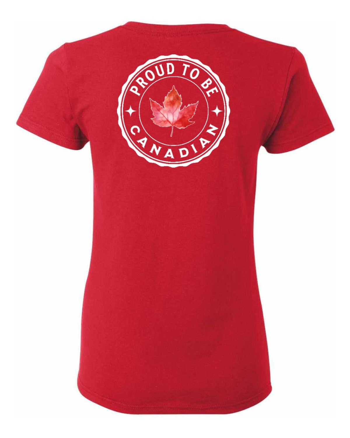 Proud to be Canadian Leaf Left Chest and Back Women's Tee