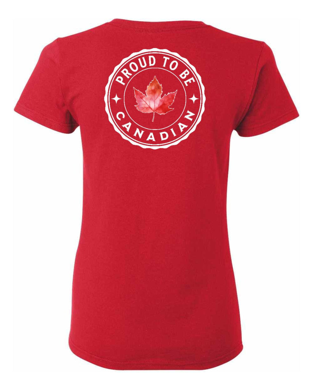 Proud to be Canadian Leaf Left Chest and Back Women's Tee