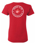 Proud to be Canadian Leaf Left Chest and Back Women's Tee