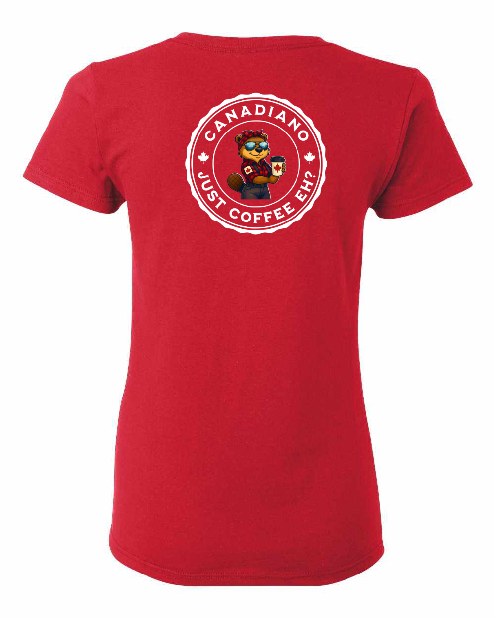 Canadiano Just Coffee eh! Rosie Sunglasses Left Chest and Back Women's Tee - Gildan Canada (sewn Internationally) (Copy)