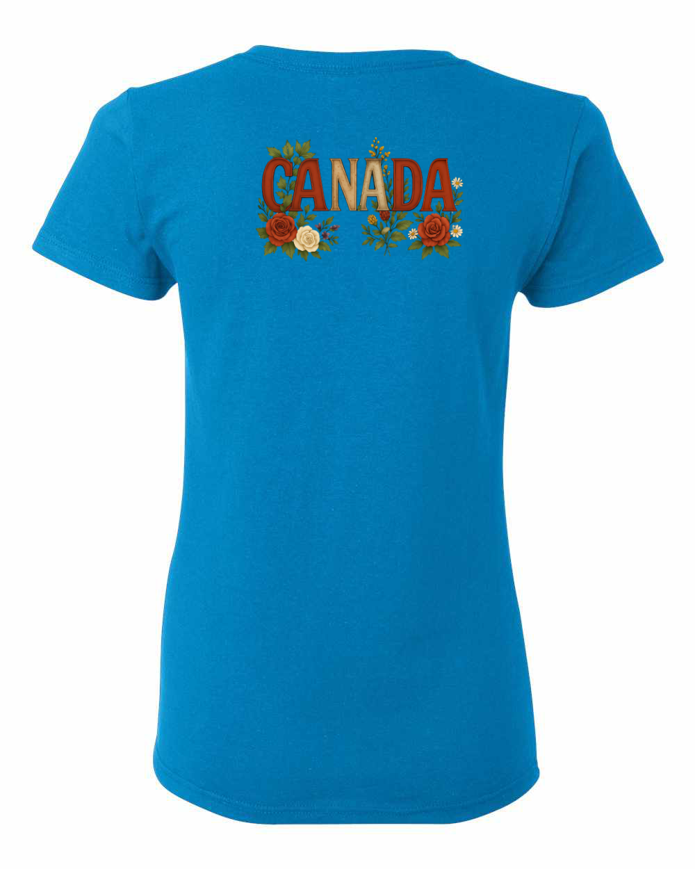 Canada Rose Design Tee Left Chest and Back Women's Tee - Gildan Canada (sewn Internationally)