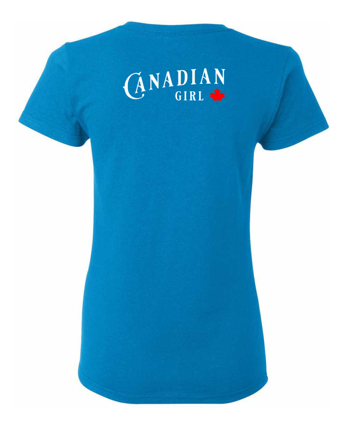 Canadian Girl Leaf Left Chest and Back Women's Tee