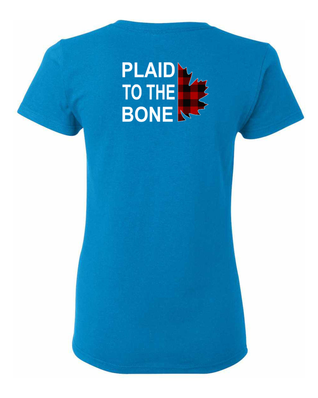 Plaid to the Bone Stacked White Left Chest And Back  Women's Tee