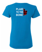 Plaid to the Bone Stacked White Left Chest And Back  Women's Tee