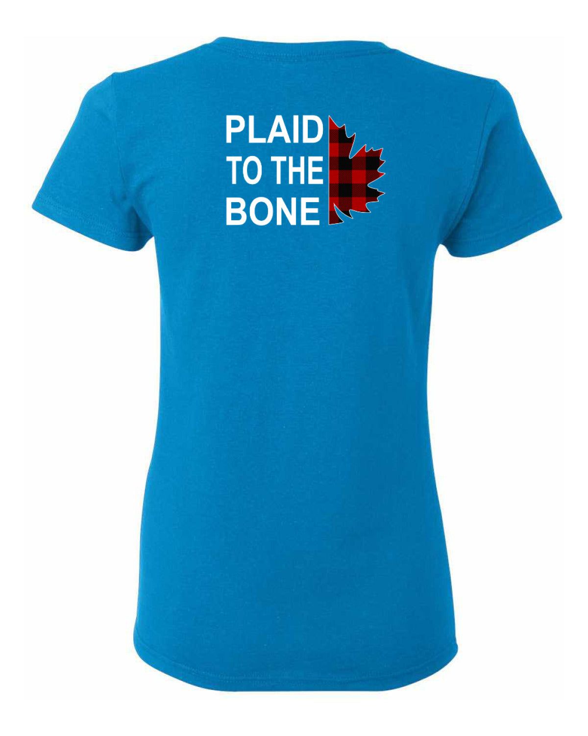 Plaid to the Bone Stacked White Left Chest And Back  Women's Tee