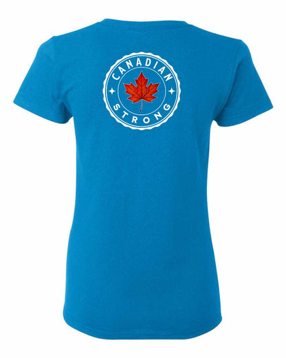 Canadian Strong Leaf Left Chest and Back Women's Tee - Gildan Canada (sewn Internationally)