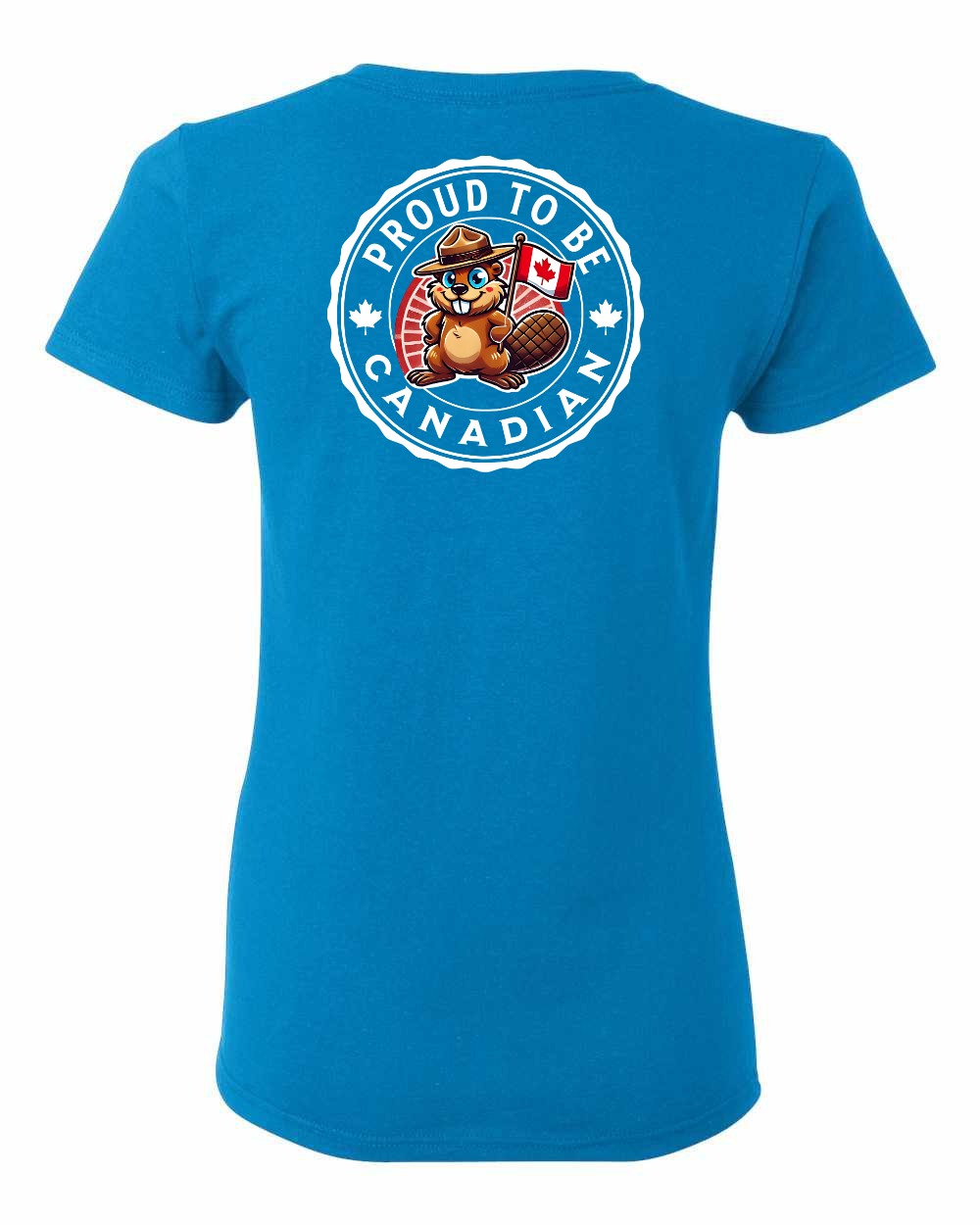 Proud to be Canadian Beaver Left Chest and Back Women's Tee - Gildan Canada (sewn Internationally)
