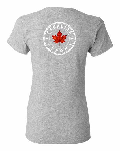 Canadian Strong Leaf Left Chest and Back Women's Tee - Gildan Canada (sewn Internationally)