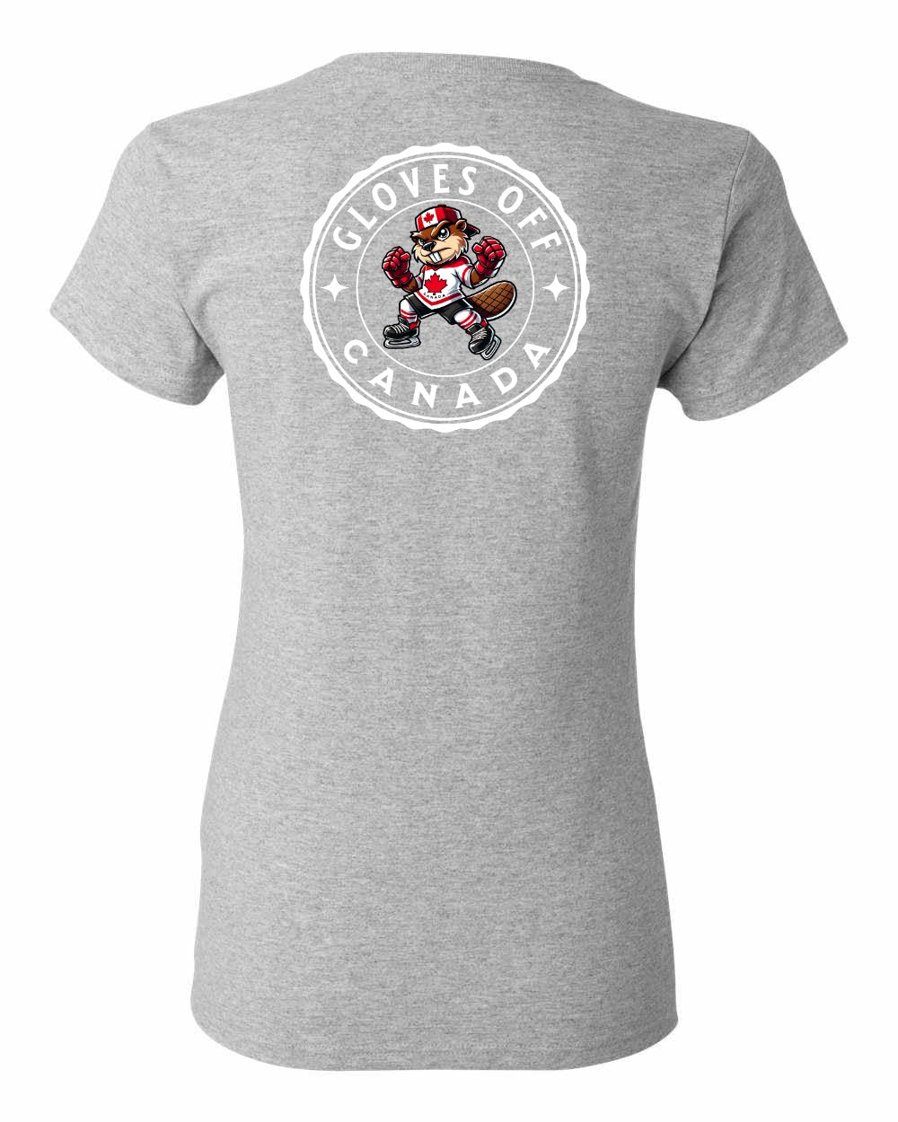 Gloves Off Beaver Left Chest And Back Women's Tee - Gildan Canada (sewn Internationally)