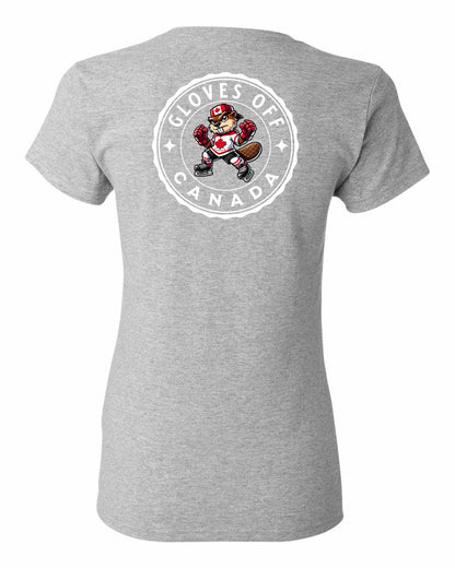 Gloves Off Beaver Left Chest And Back Women's Tee - Gildan Canada (sewn Internationally)