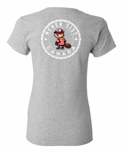 Never 51st Beaver Left Chest and Back Women's Tee - Gildan Canada (sewn Internationally)