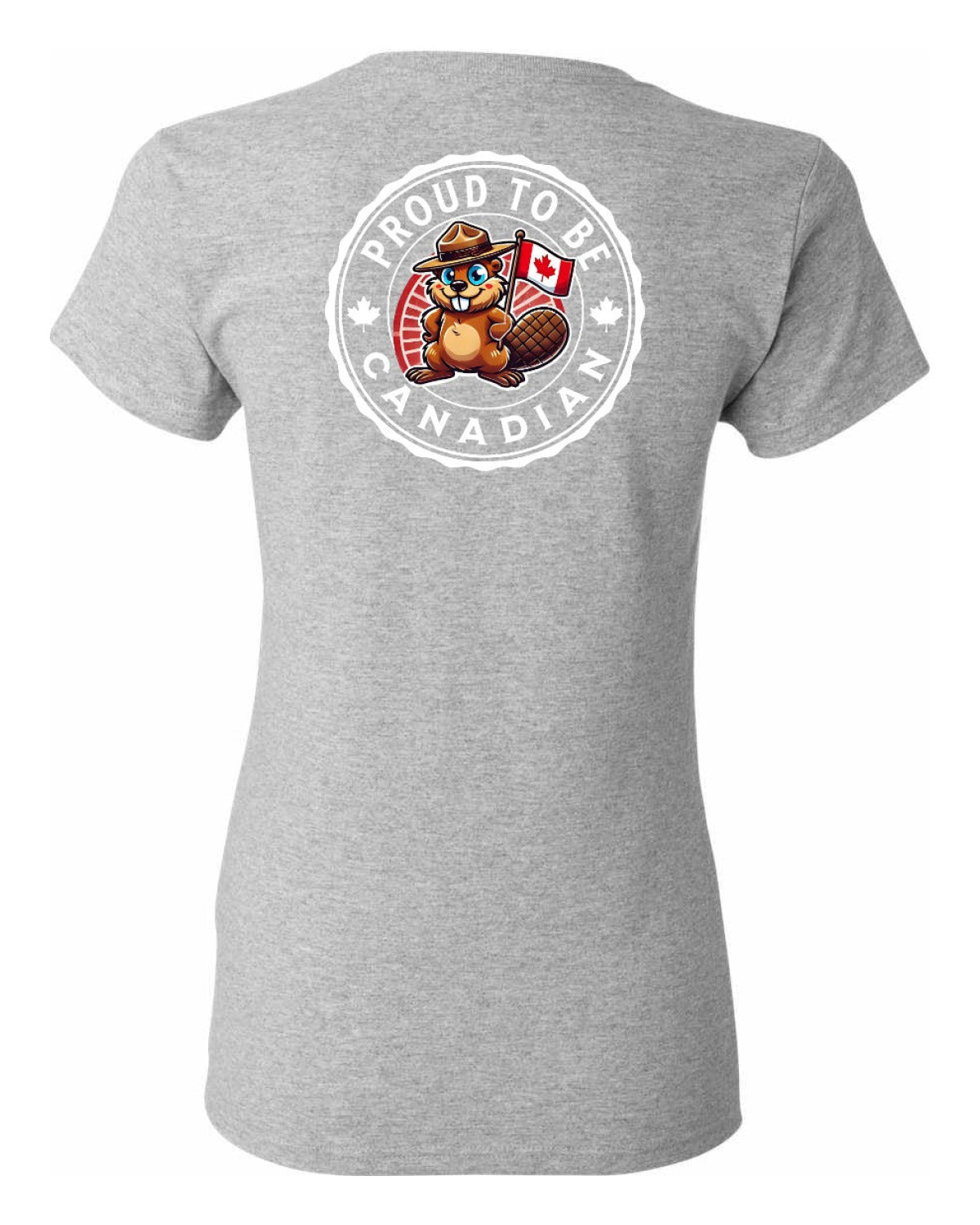 Proud to be Canadian Beaver Left Chest and Back Women's Tee
