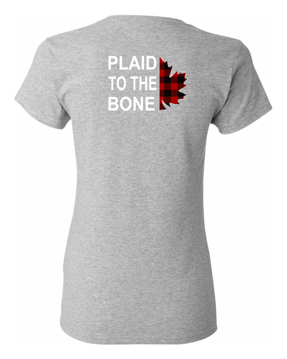 Plaid to the Bone Stacked White Left Chest And Back  Women's Tee