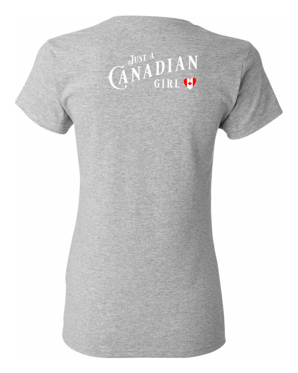 Just a Canadian Girl Heart Flag Left Chest and Back Women's Tee