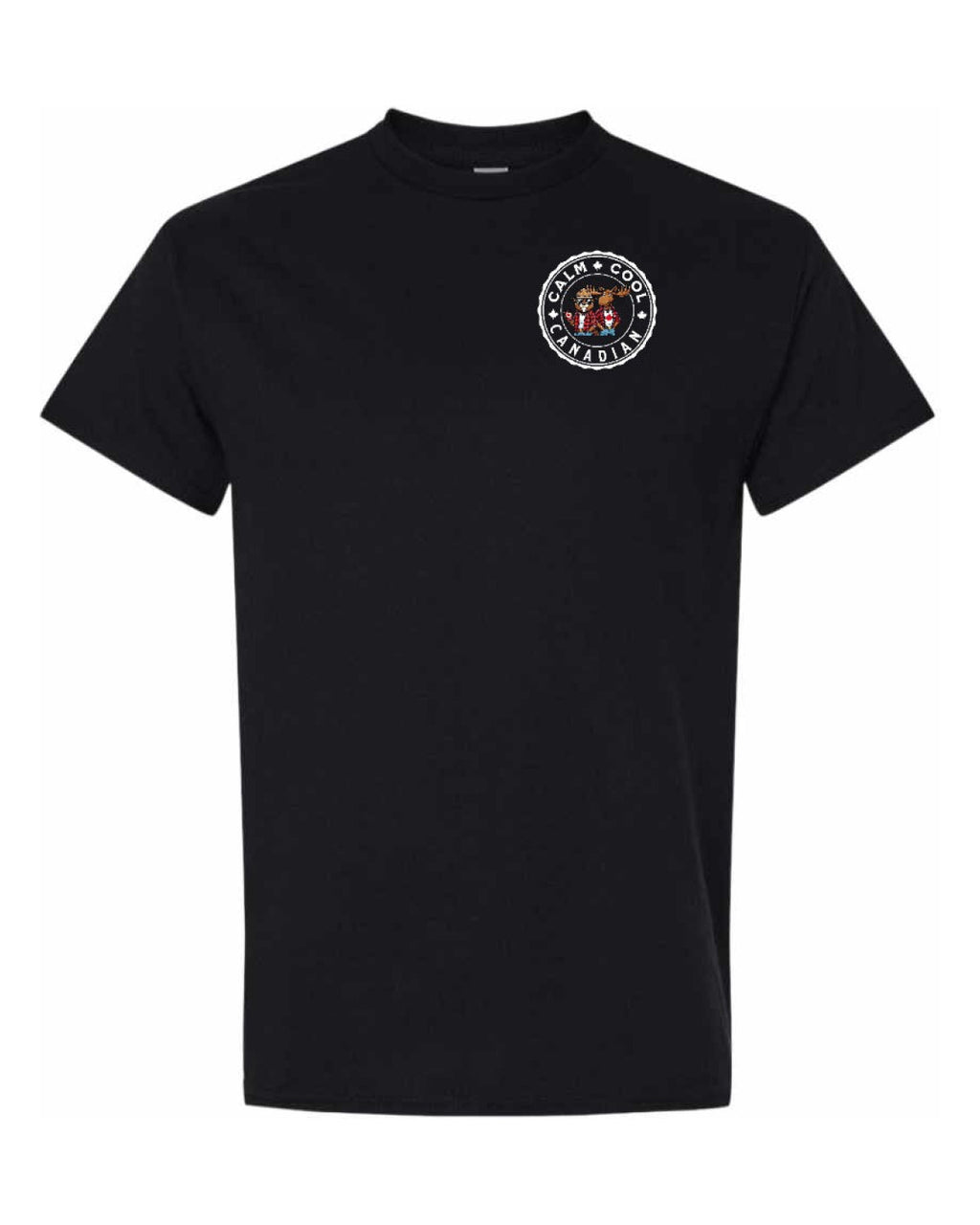 Calm Cool Canadian Beaver and Moose Left Chest Men's Tee