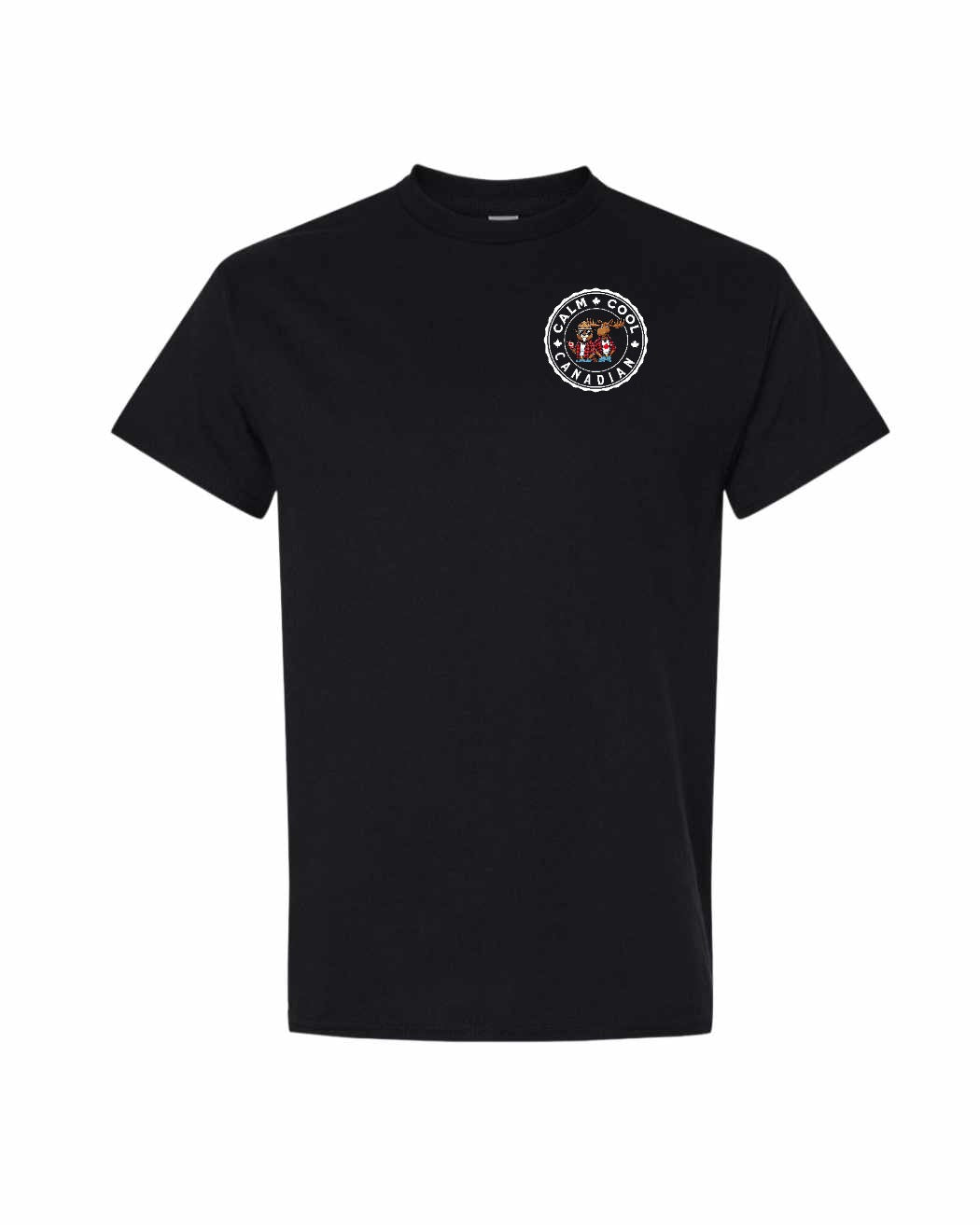 Calm Cool Canadian Beaver and Moose Left Chest Men's Tee - Gildan Canada (sewn Internationally)