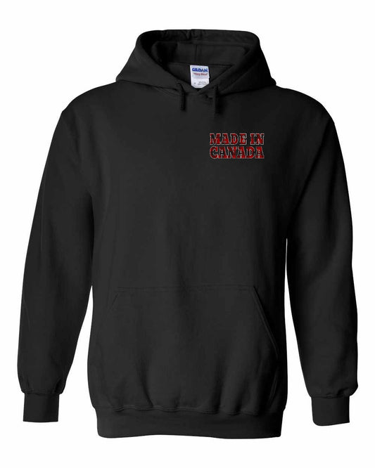 Made in Canada Plaid Background Left Chest Pullover - Gildan Canada (sewn Internationally)