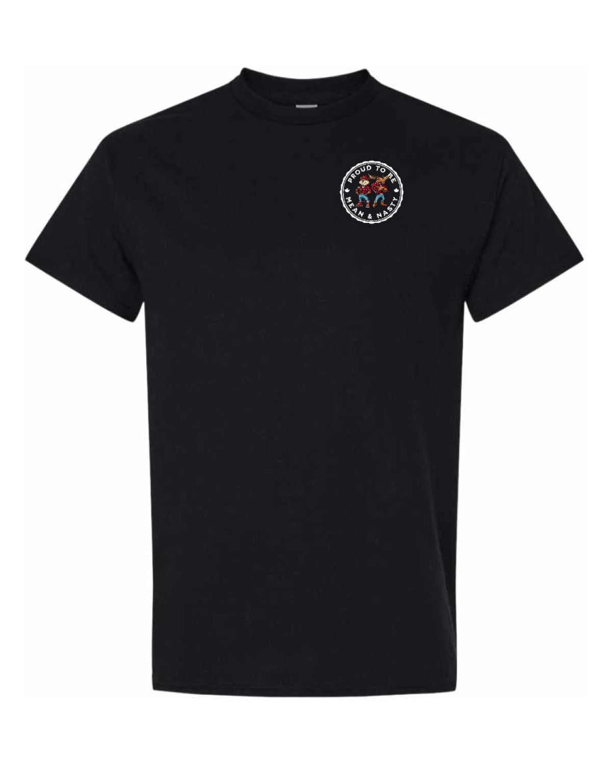 Proud to be Mean and Nasty Beaver and Moose Left Chest and Back Men's Tee