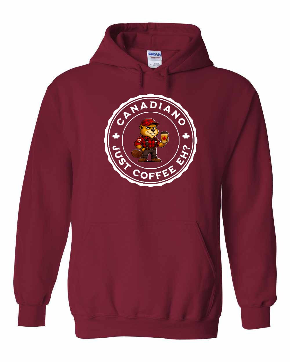 Canadiano just Coffee EH! Male Beaver Full Pullover - Gildan Canada (sewn Internationally)