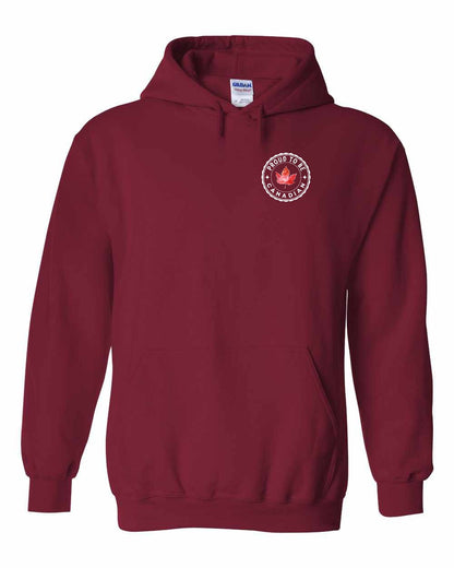 Proud to be Canadian leaf Left Chest and Back Pullover Hoodie