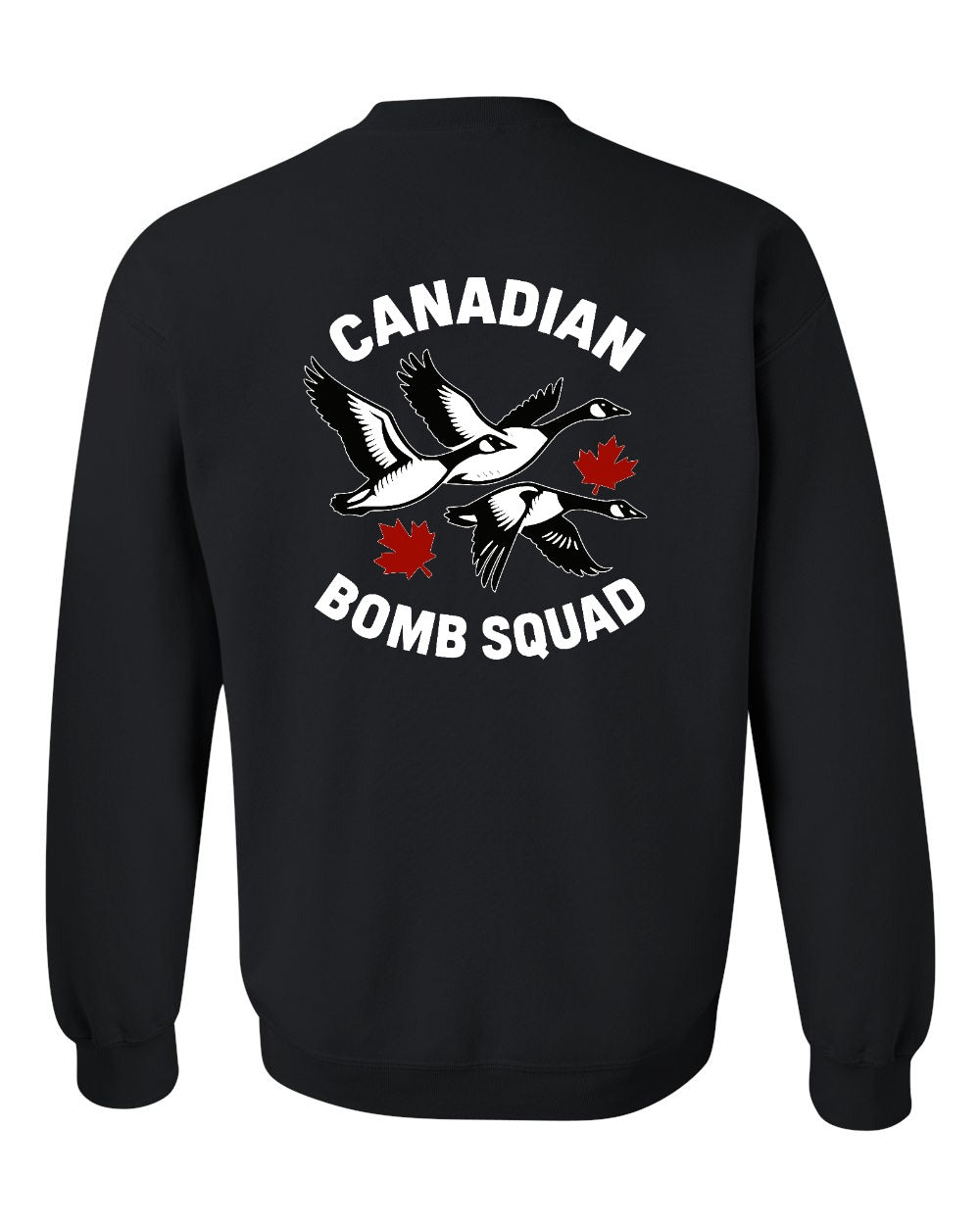 Canadian Bomb Squad Cropped Left Chest and Back Crewneck Sweatshirt in Black - back