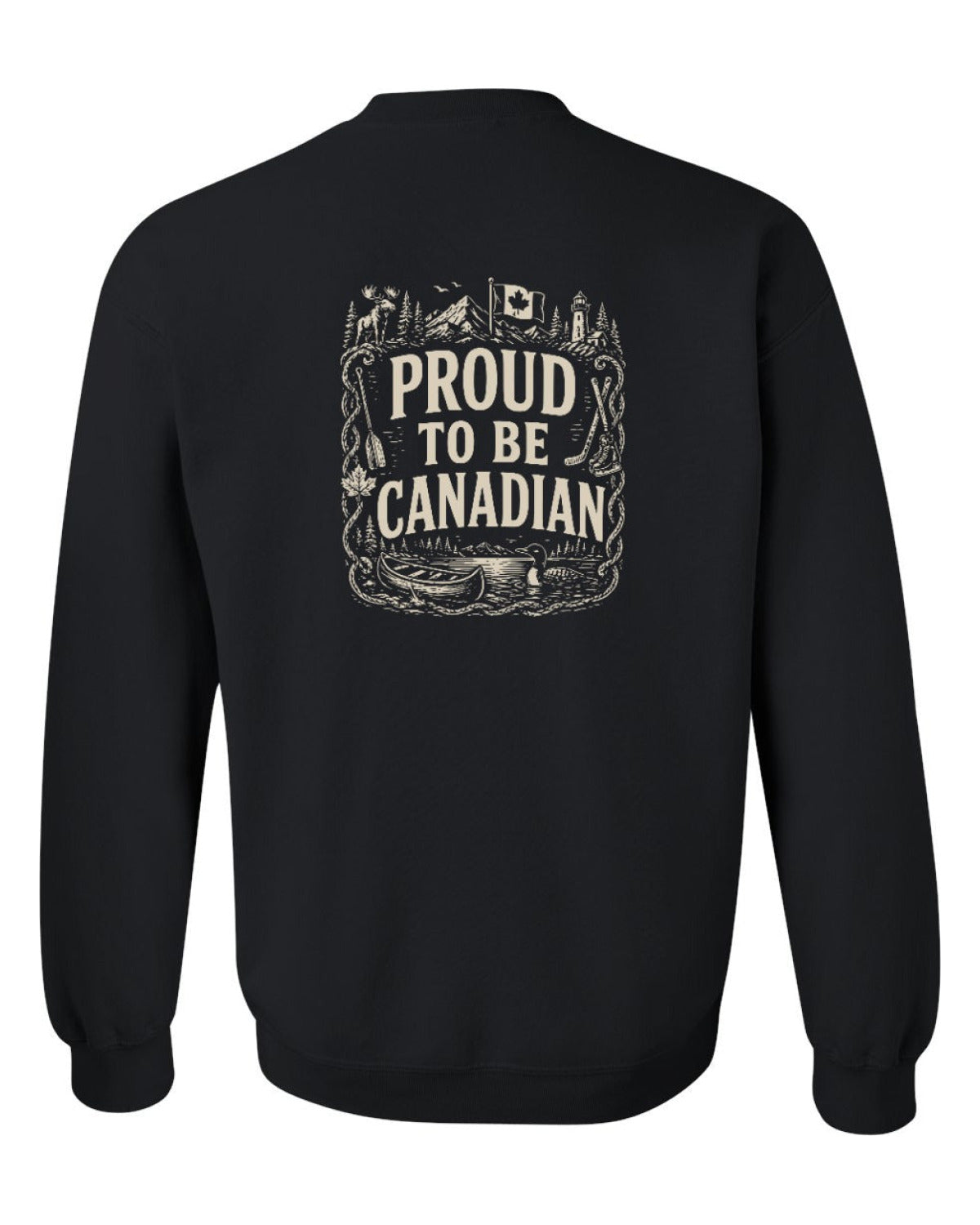 Proud To Be Canadian Folk Left Chest and Back  Crewneck Sweatshirt - Unisex