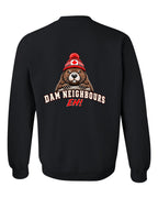 Dam Neighbours Left Chest and Back Crewneck Sweatshirt in Black - back