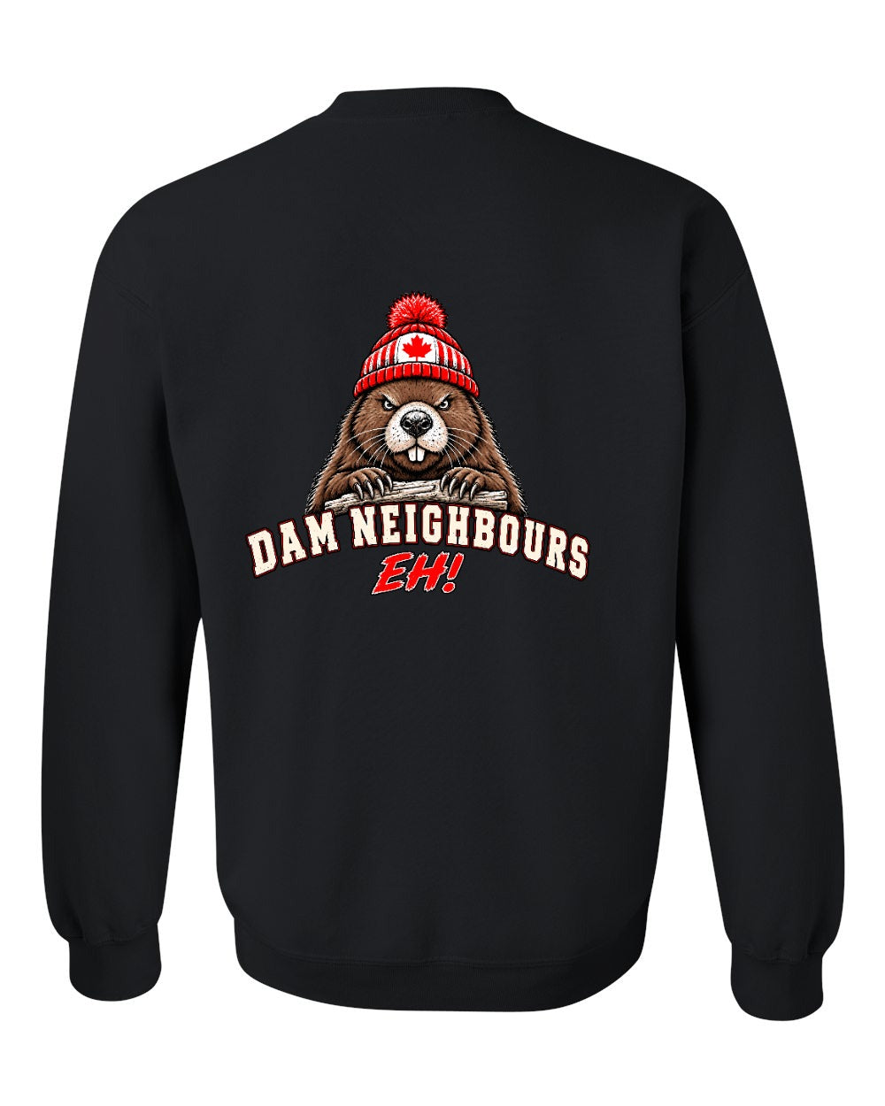 Dam Neighbours Left Chest and Back Crewneck Sweatshirt in Black - back