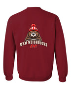 Dam Neighbours Left Chest and Back Crewneck Sweatshirt in Cardinal Red - back