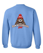 Dam Neighbours Left Chest and Back Crewneck Sweatshirt in Carolina Blue - back
