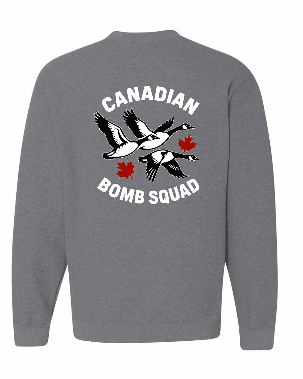 Canadian Bomb Squad Cropped Left Chest and Back Crewneck Sweatshirt in Graphite Heather - back
