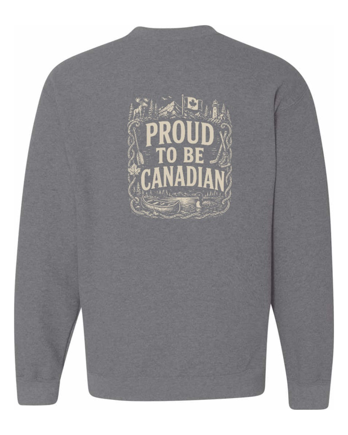 Proud To Be Canadian Folk Left Chest and Back  Crewneck Sweatshirt - Unisex