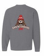 Dam Neighbours Left Chest and Back Crewneck Sweatshirt in Graphite Heather - back