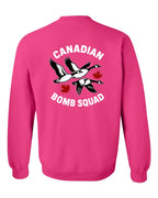 Canadian Bomb Squad Cropped Left Chest and Back Crewneck Sweatshirt in Pink - back