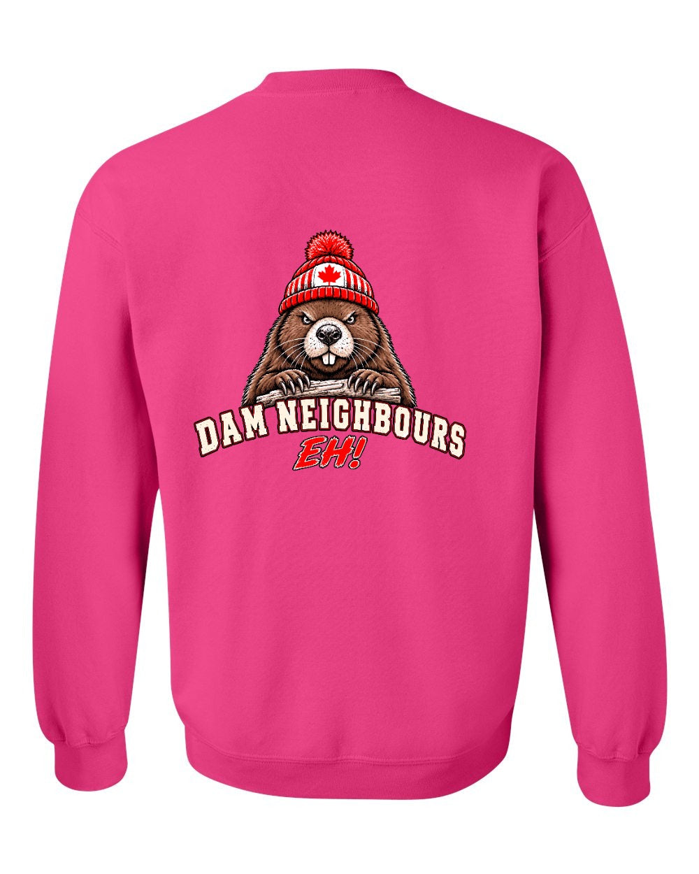 Dam Neighbours Left Chest and Back Crewneck Sweatshirt in Pink - back