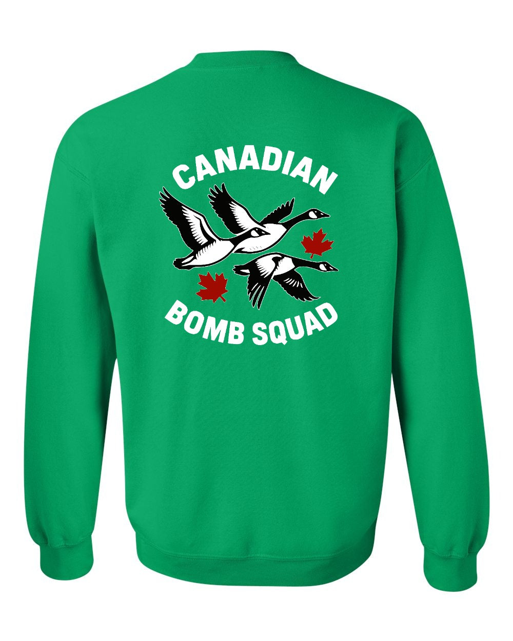 Canadian Bomb Squad Cropped Left Chest and Back Crewneck Sweatshirt in Irish Green - back