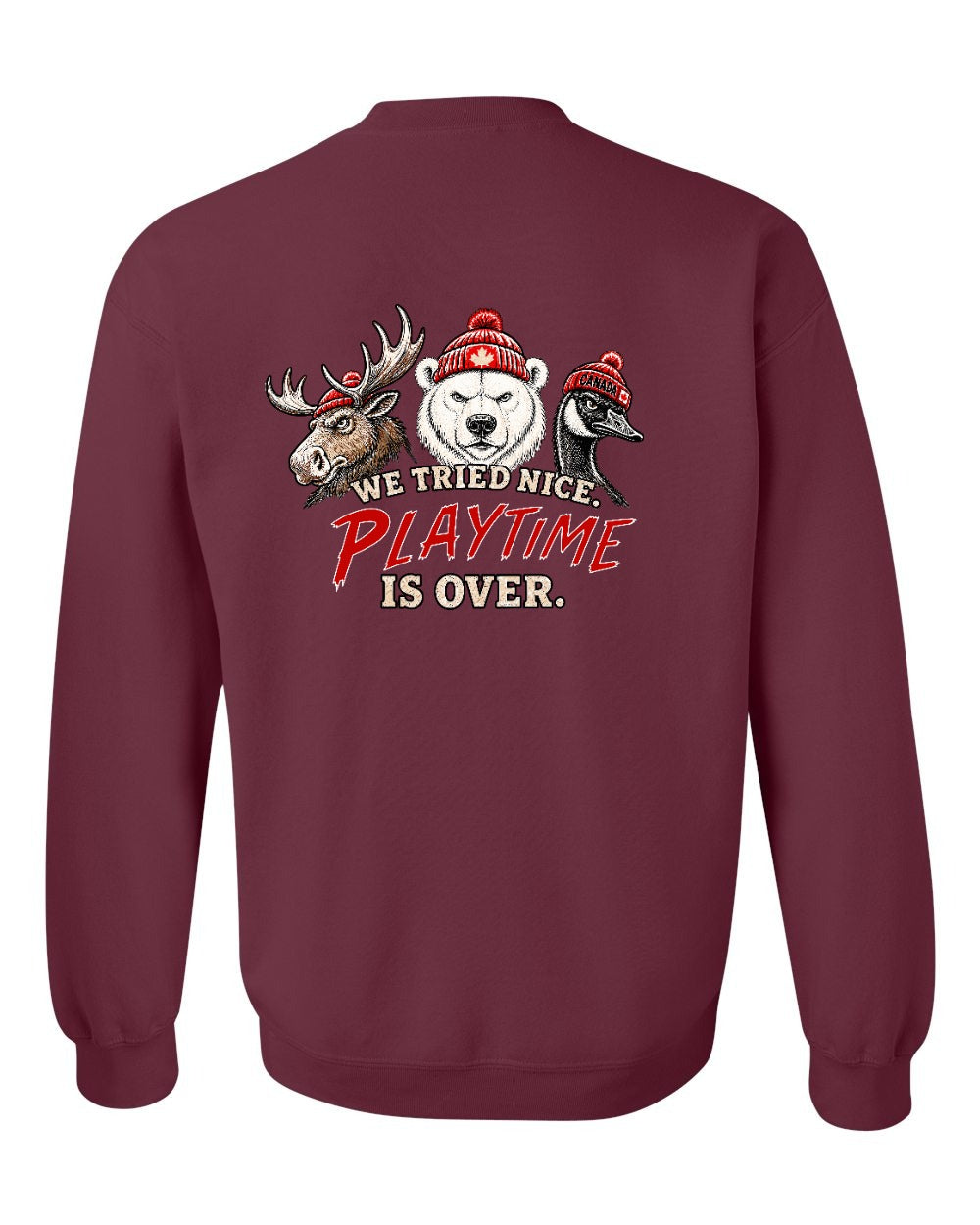 We Tried Nice New Left Chest and Back Crewneck Sweatshirt in Maroon - back