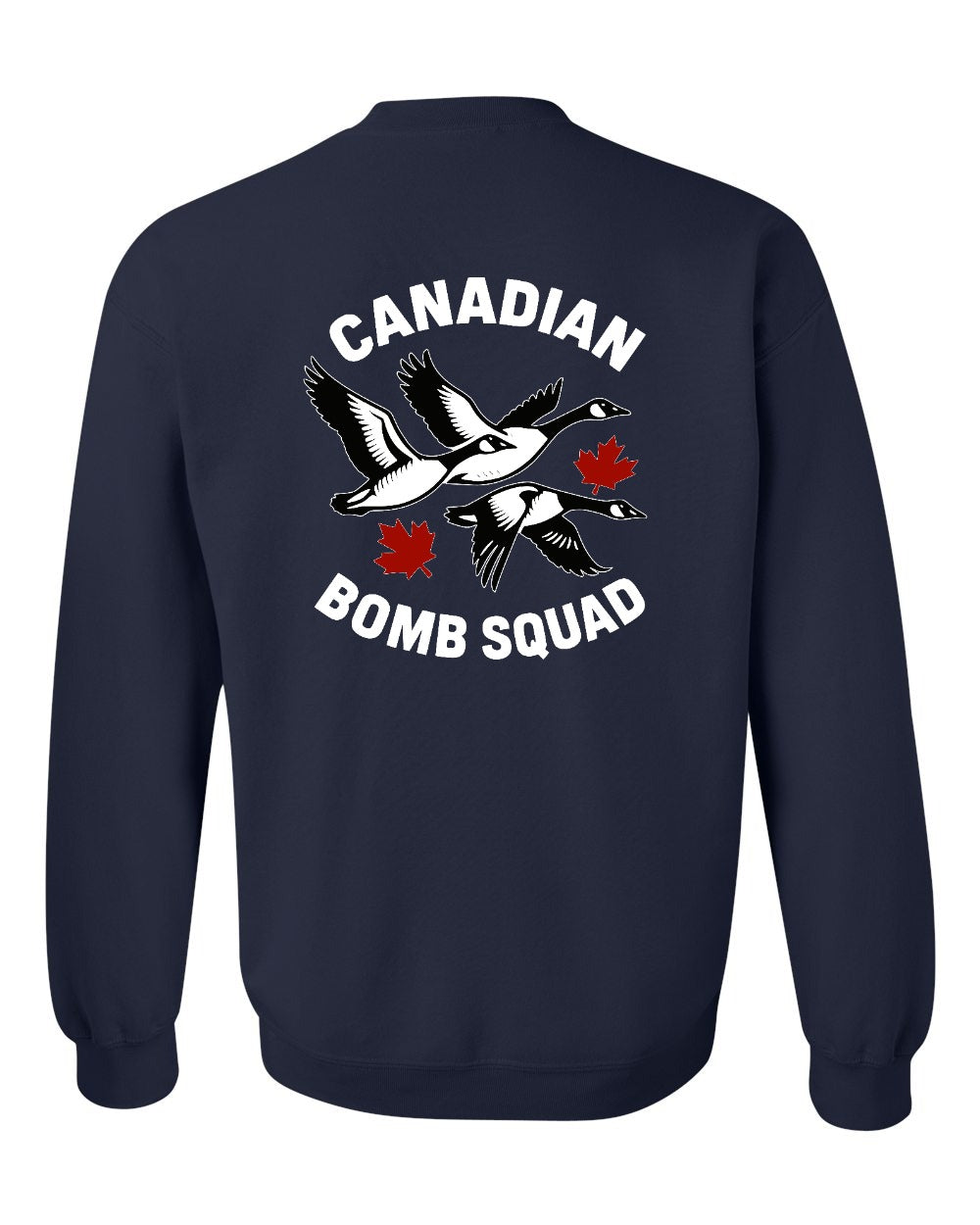 Canadian Bomb Squad Cropped Left Chest and Back Crewneck Sweatshirt in Navy - back