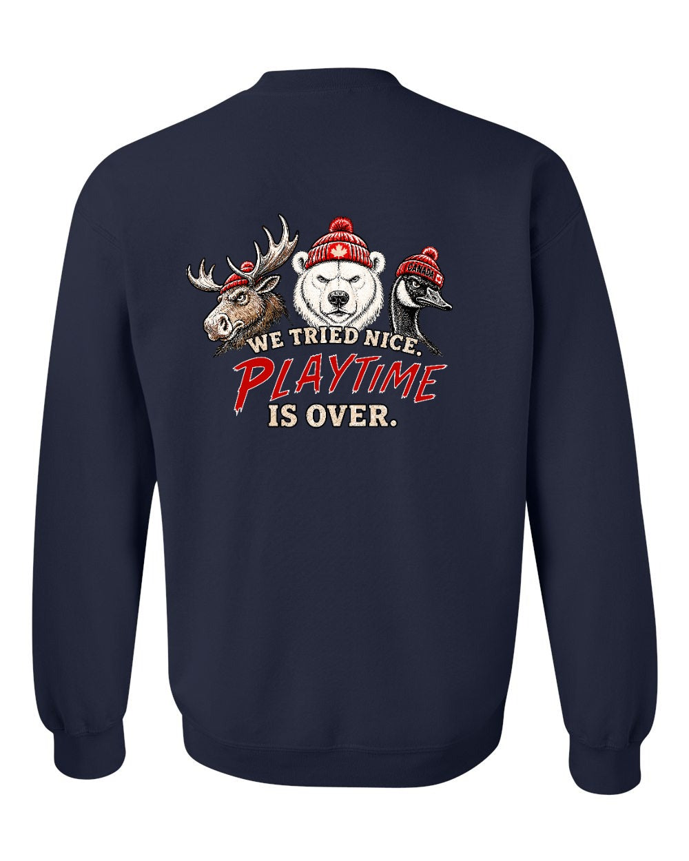 We Tried Nice New Left Chest and Back Crewneck Sweatshirt in Navy - back