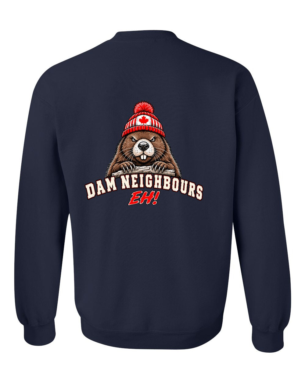 Dam Neighbours Left Chest and Back Crewneck Sweatshirt in Navy - back