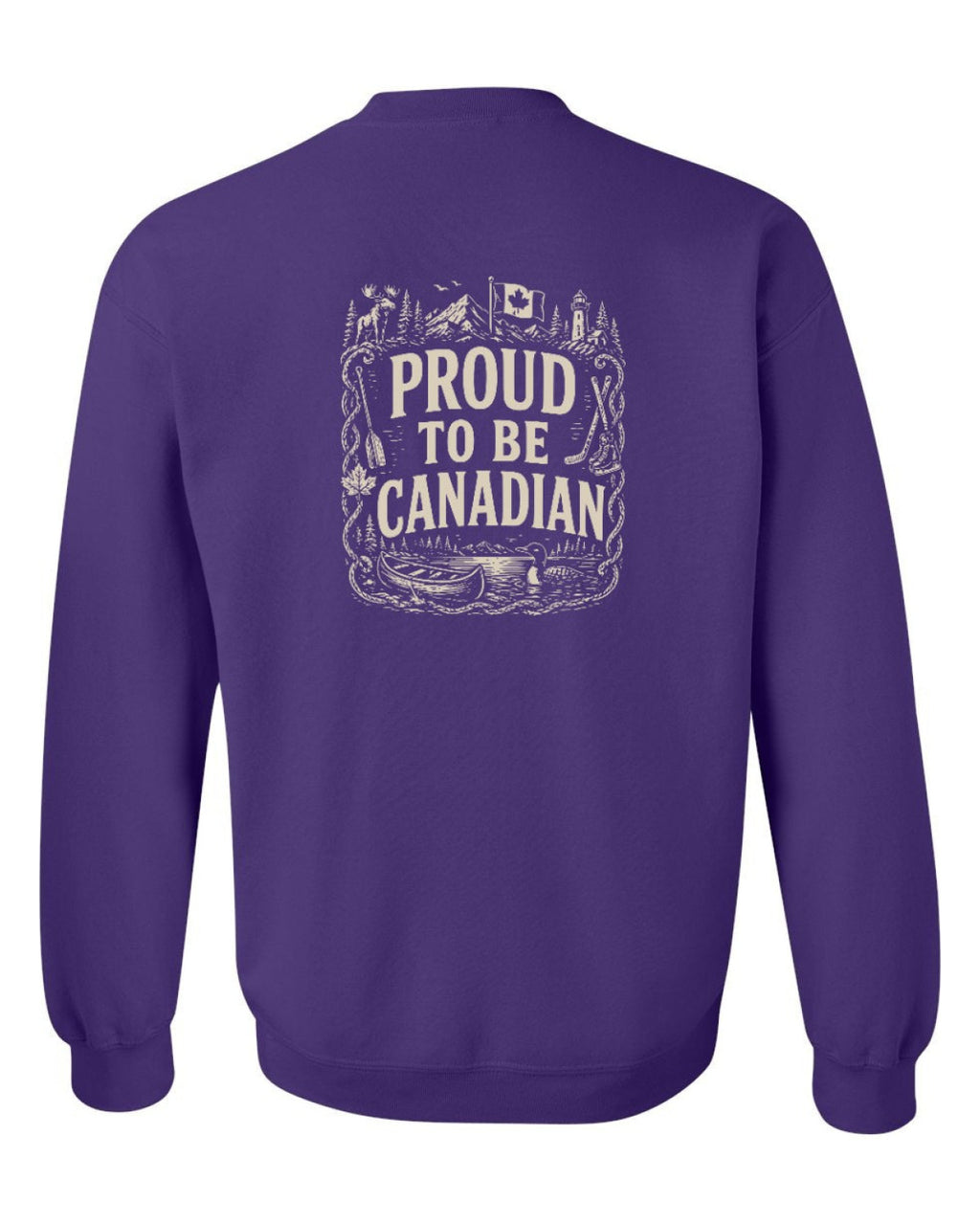Proud To Be Canadian Folk Left Chest and Back  Crewneck Sweatshirt - Unisex