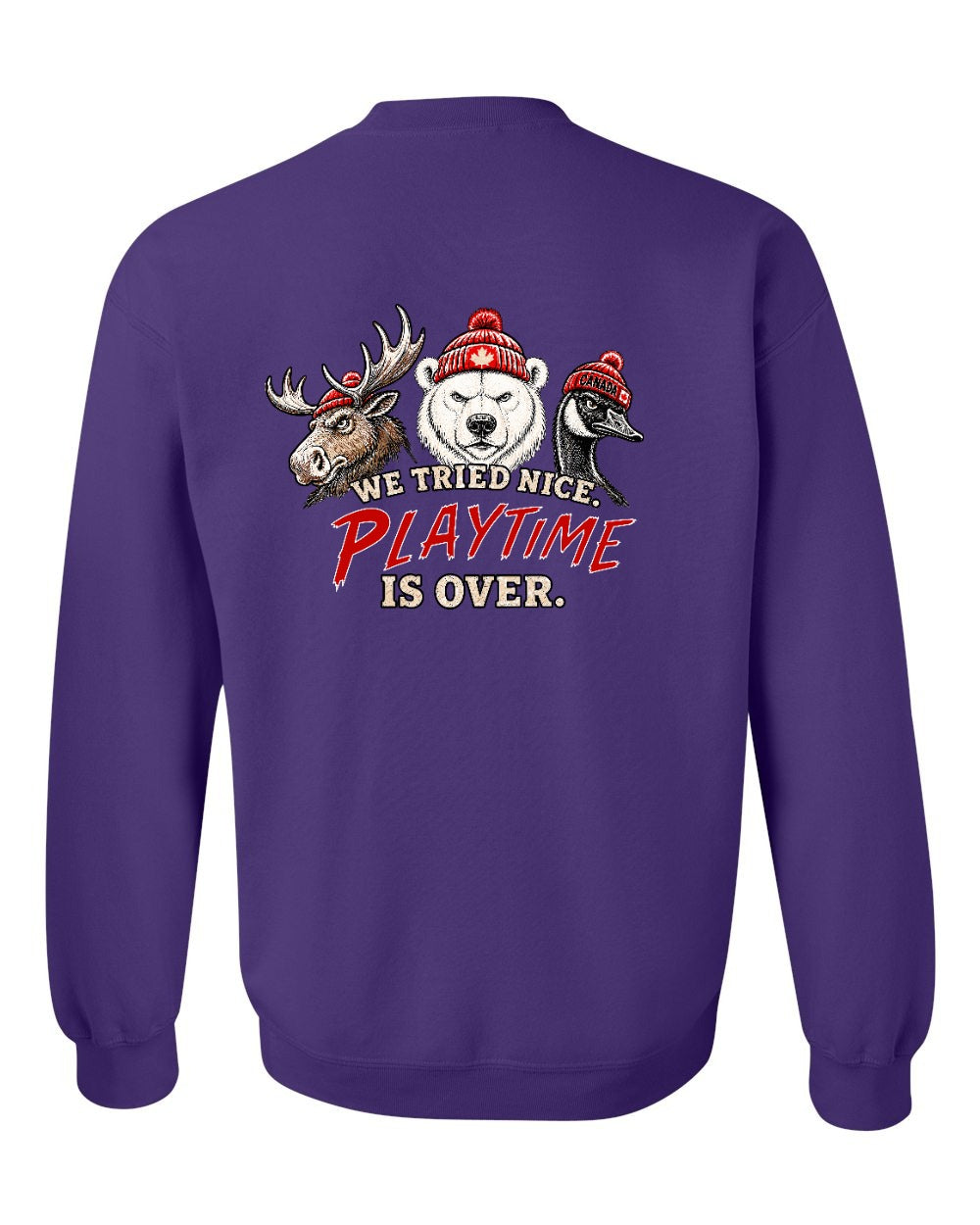 We Tried Nice New Left Chest and Back Crewneck Sweatshirt in Purple - back