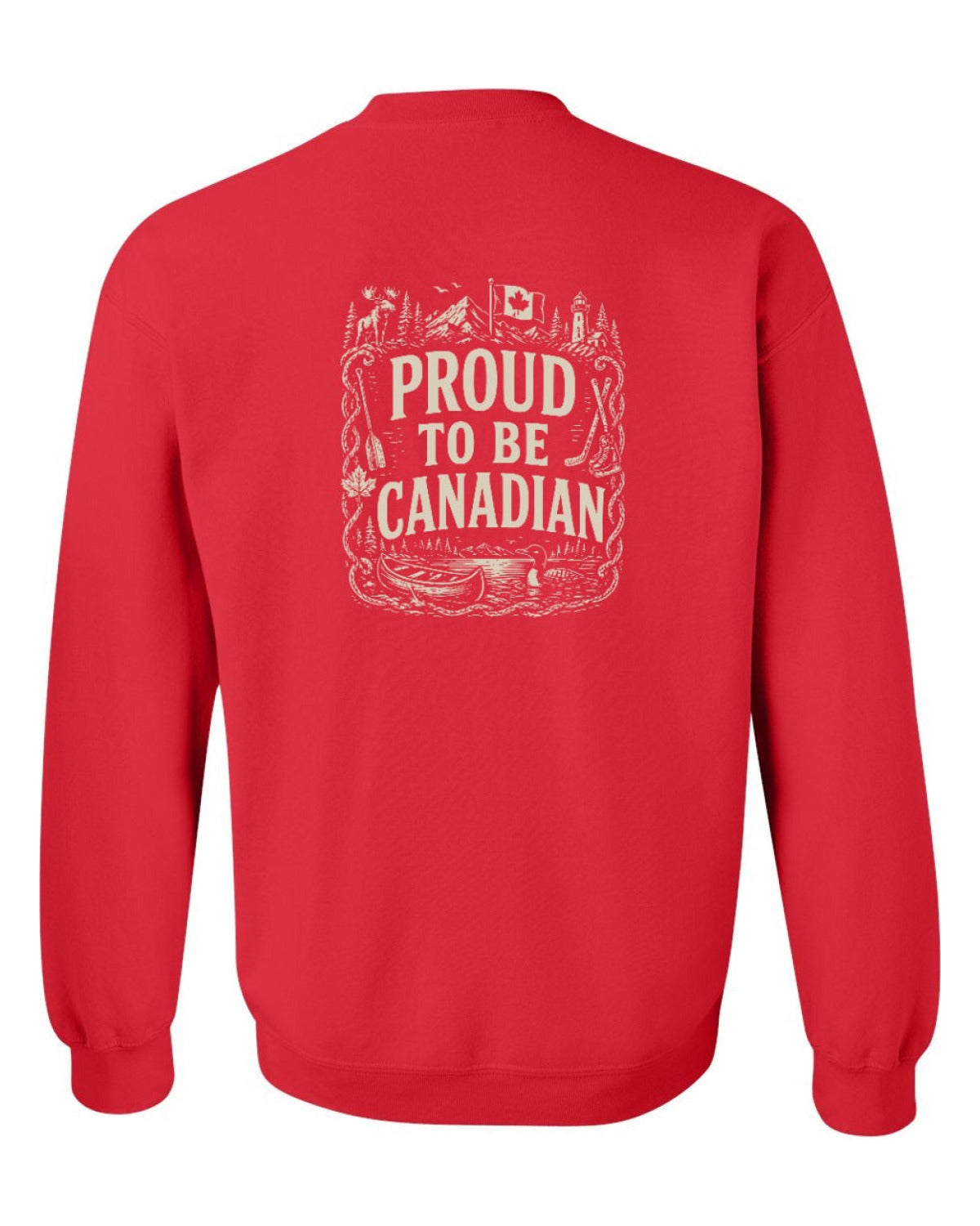 Proud To Be Canadian Folk Left Chest and Back  Crewneck Sweatshirt - Unisex